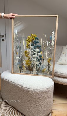 Картина зі стабілізованих під склом рослин в розмірі XL, рама з масиву дерева дуб покритий маслом XL-H-D-M-K-23 фото