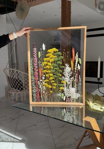 Картина з композицією із рослин в розмірі XL, рама з масиву дерева дуб покритий маслом XL-H-D-M-K-15 фото