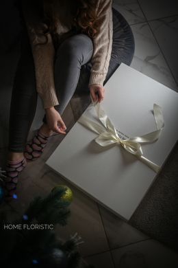 Картина з композицією із сухоцвітів в розмірі L, рама з масиву дерева покрита білою фарбою L-W-K-121 фото