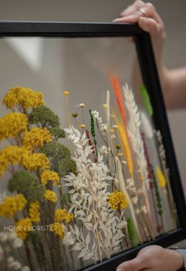 Картина з композицією із рослин в розмірі L, рама з масиву дерева покрита чорною фарбою L-B-K-124 фото