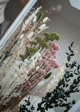 Картини із сухоцвітів під склом в розмірі XL, рама з масиву дерева покрита білою фарбою XL-B-M-12 фото